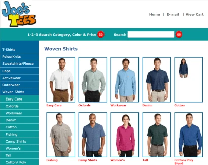 Joe's Tees, Inc. Online Apparel Catalog
